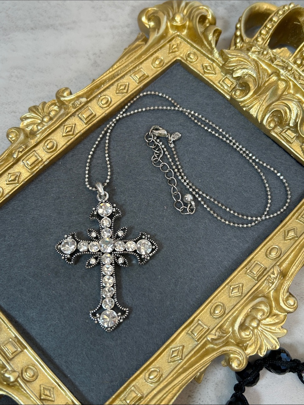 Premier Designs Silver-Tone Crystal Cross Necklace